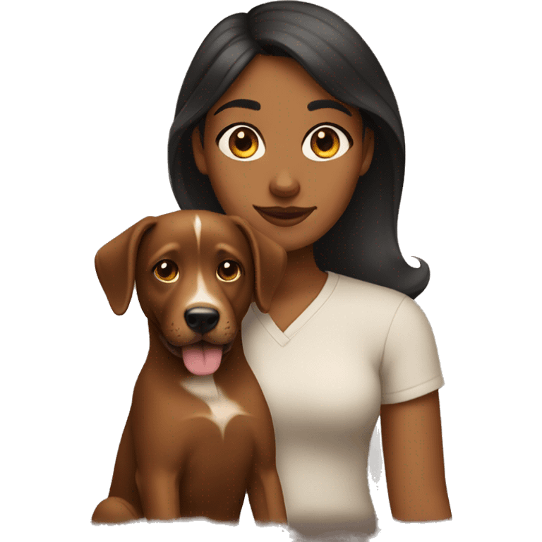 Brown girl with dog emoji