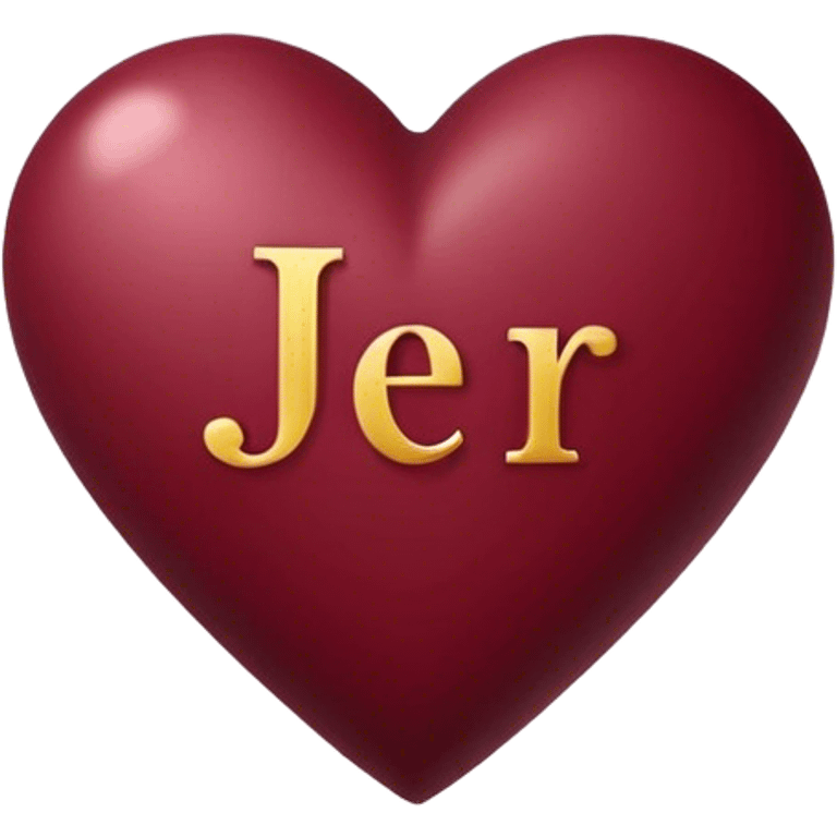 Burgundy heart with the letters Jer in the middle  emoji