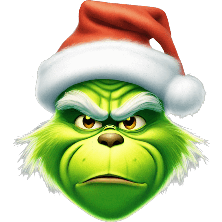 The grinch wearing a Christmas hat happy emoji