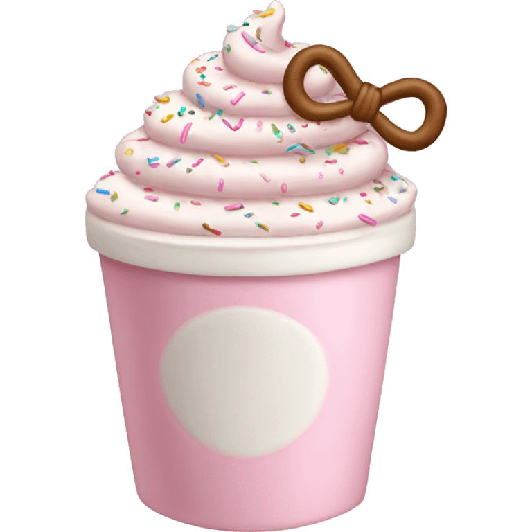 Light pink latte with sprinkles tied with a bow emoji