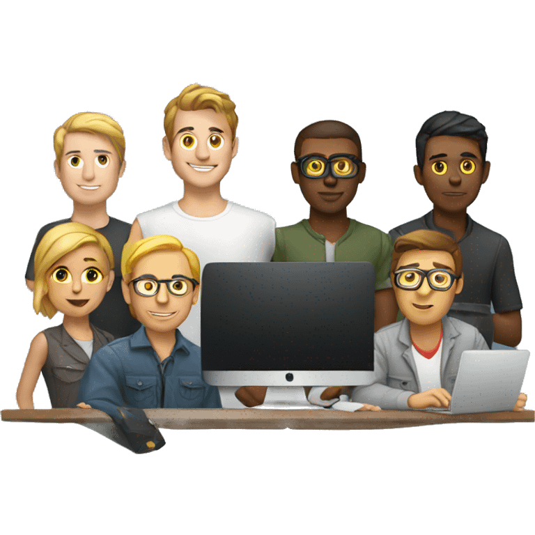 group of developers with a laptop emoji