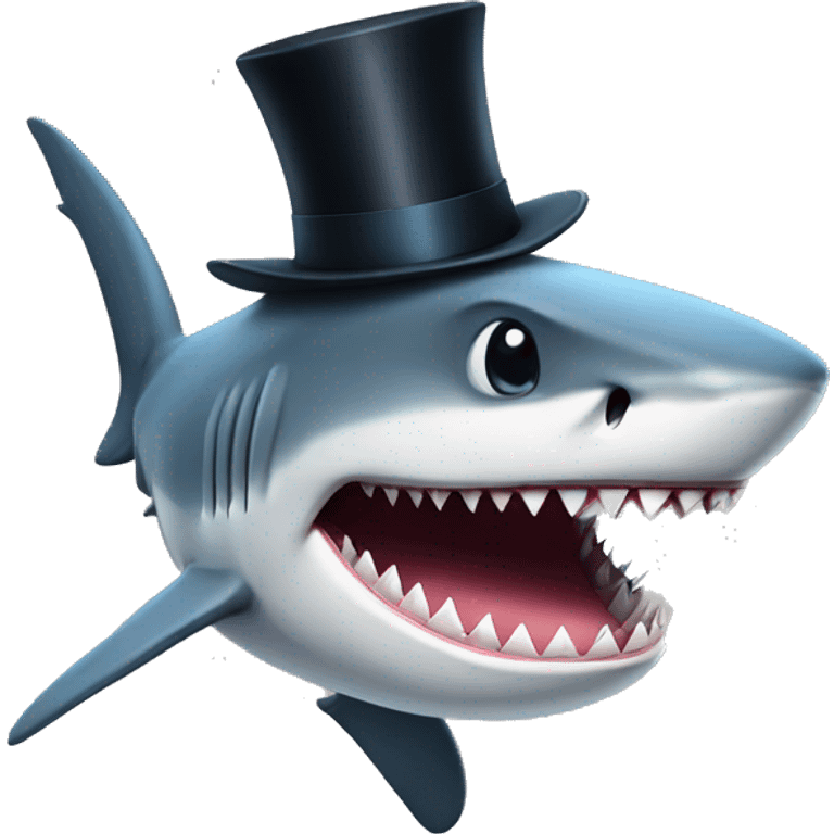 Shark with a top hat emoji