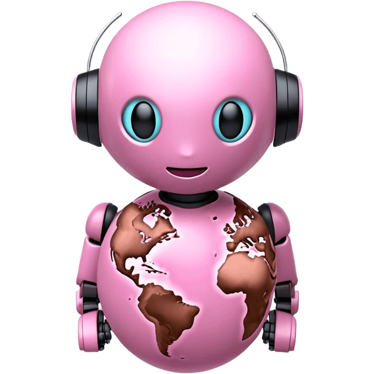 robotic 3d pink earth  emoji