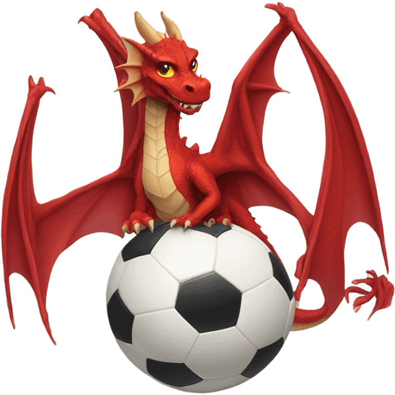 Red dragon with soccer ball emoji