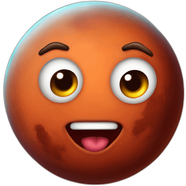 planet mars with a lovely face emoji