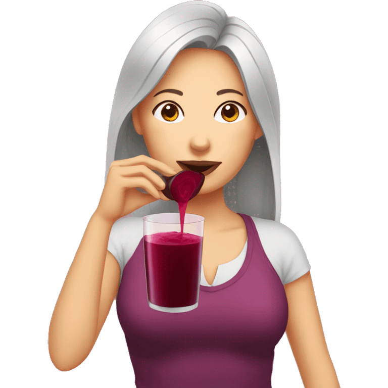  woman drinking beet juice emoji