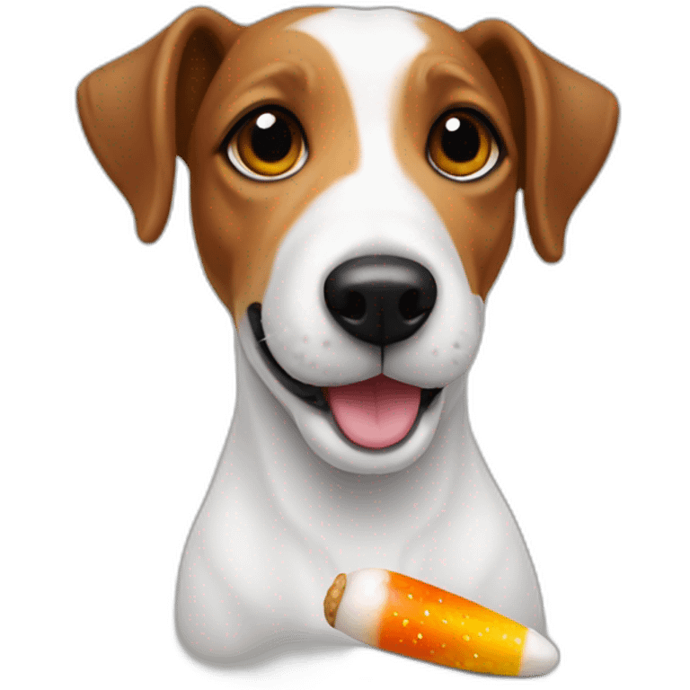 Jack Russell with candy corn toy emoji