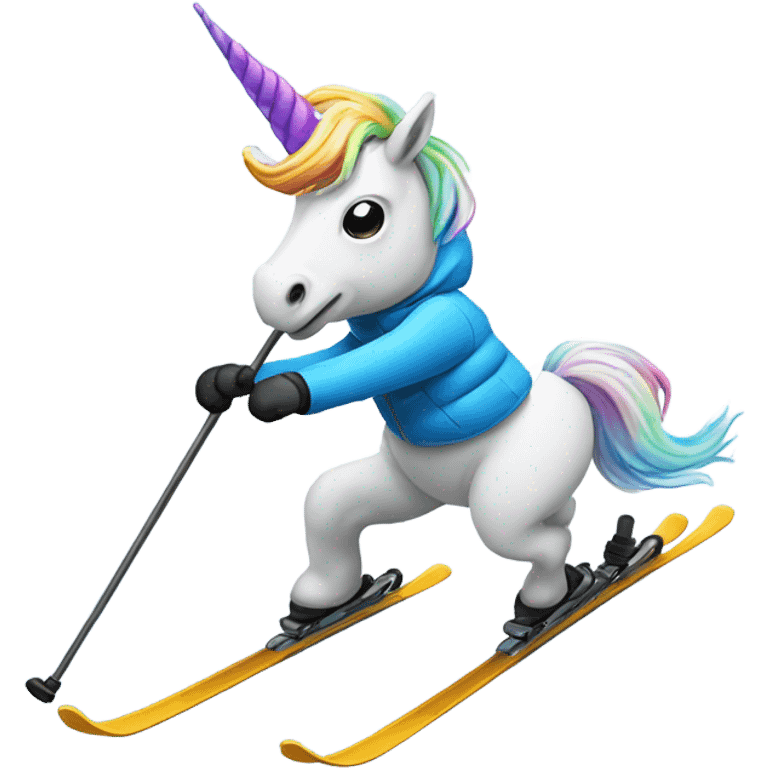 Unicorn skiing emoji