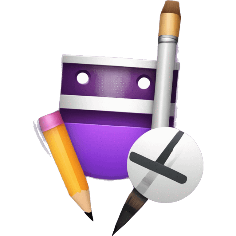 Design a modern, professional video editing icon featuring a stylized film strip, a play button, and a pencil or brush for creativity. Use purple shades with subtle gradients and glowing effects for a sleek, eye-catching look emoji