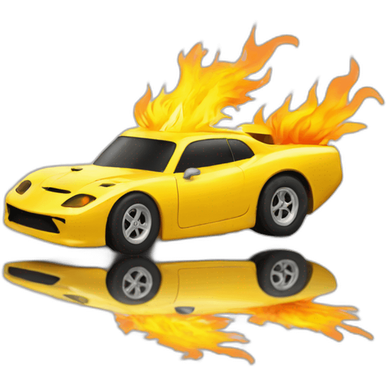 yellow racecar on fire emoji