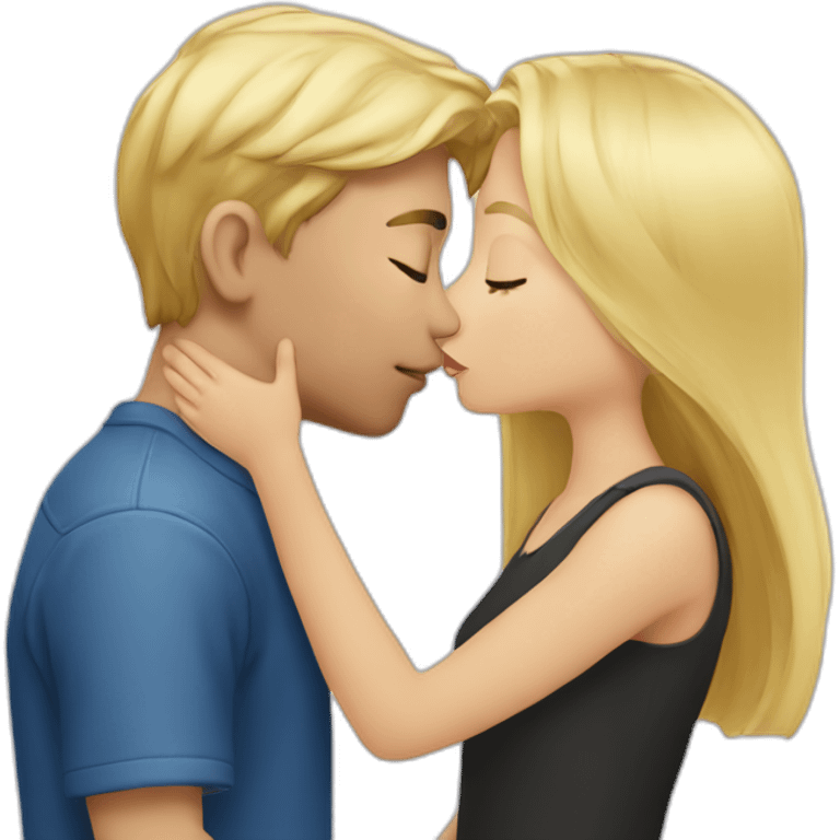 a blonde girl kissing blond europeen boy emoji