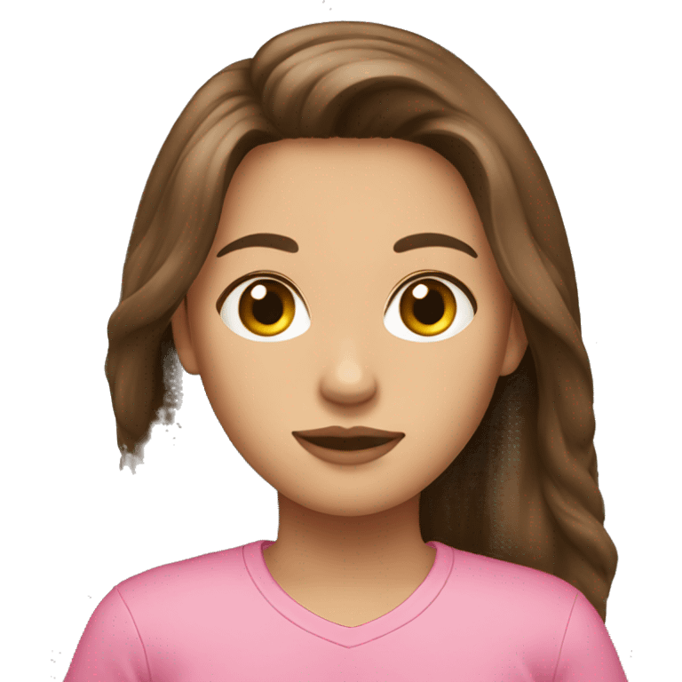 brunette long hair pink shirt emoji