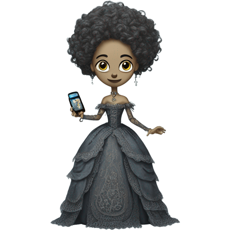 alien galora in Victorian dress elegant, full body, holding usb key emoji