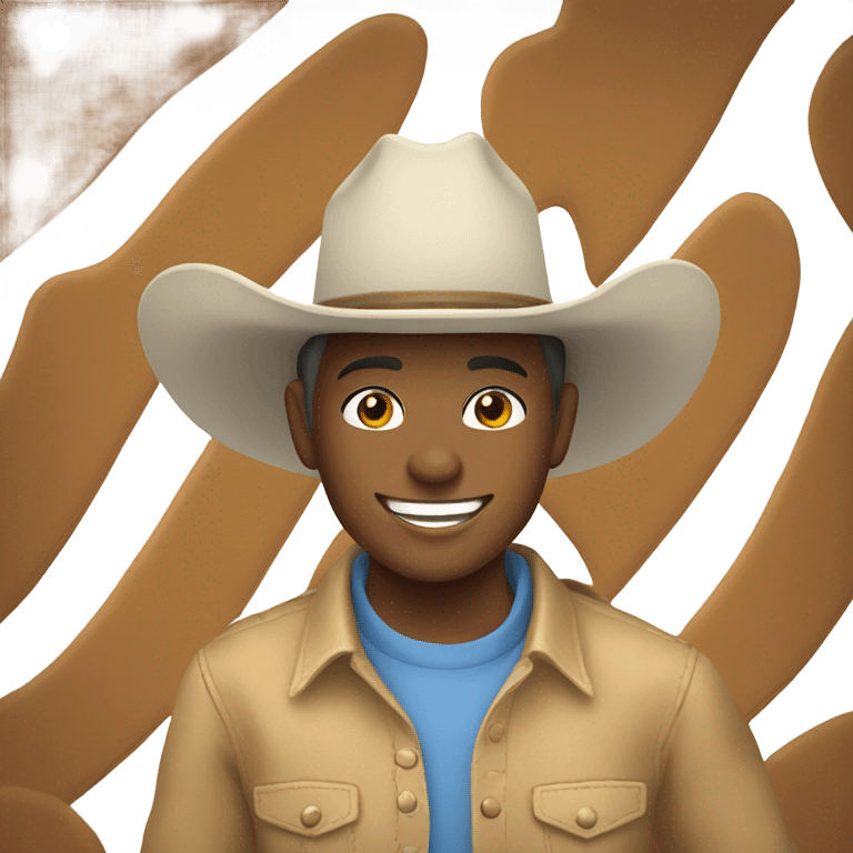 smiling boy in cowboy hat riding a horse emoji