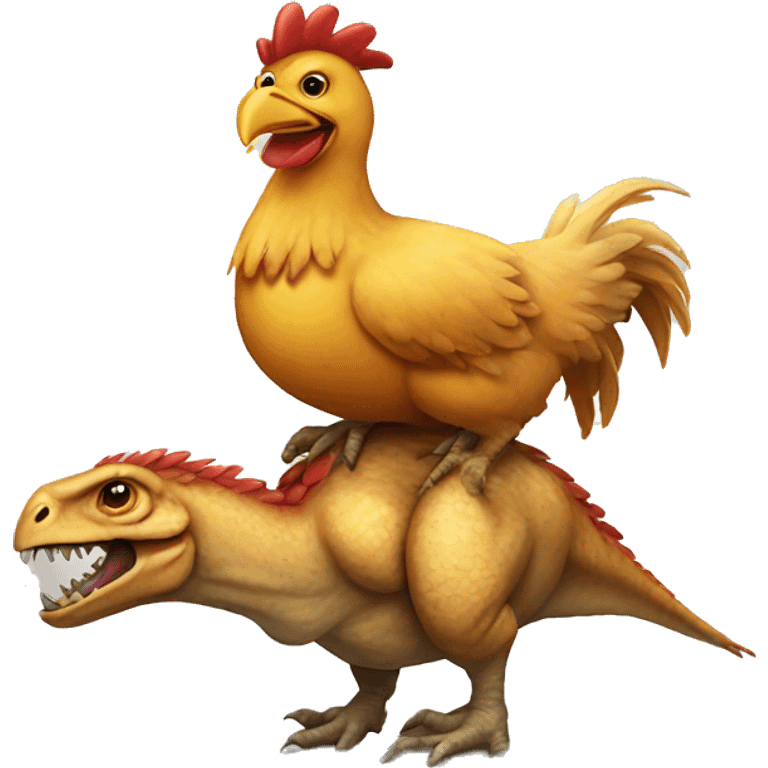 Chicken riding a dinosaur  emoji