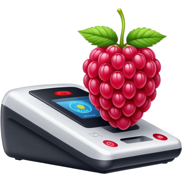 A raspberry scanning wih a scanner emoji