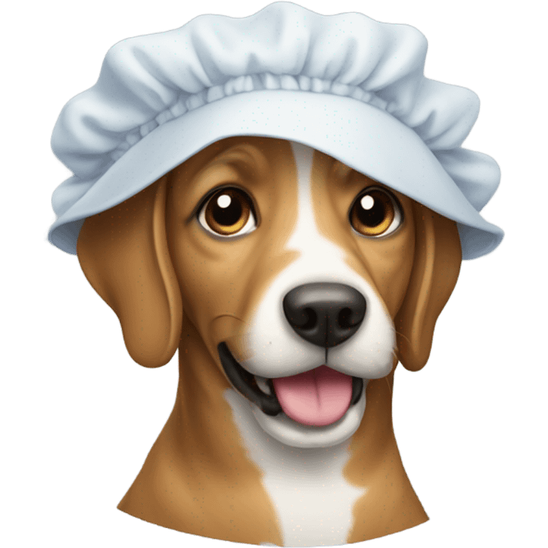 Dog with bonnet on it emoji