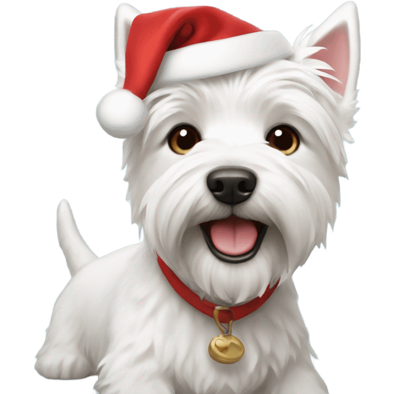 West highland Terrier with Santa hat emoji