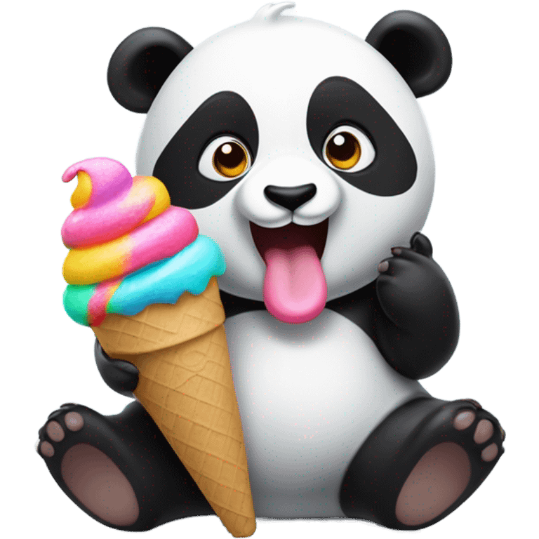 Panda eating ice cream emoji