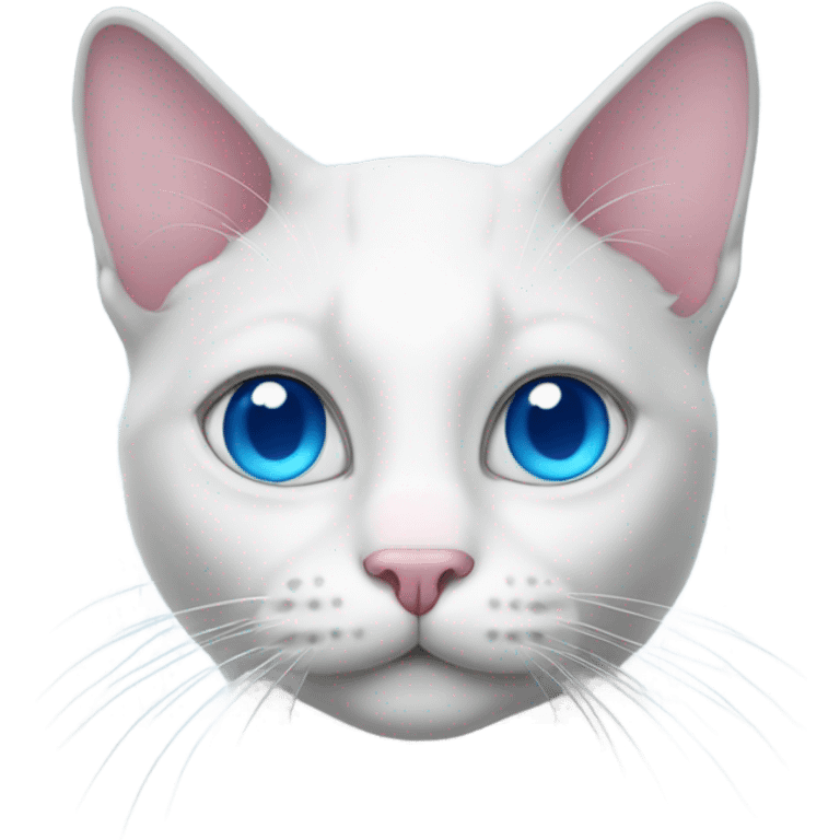 White grey cat with blue eyes and pink nose emoji