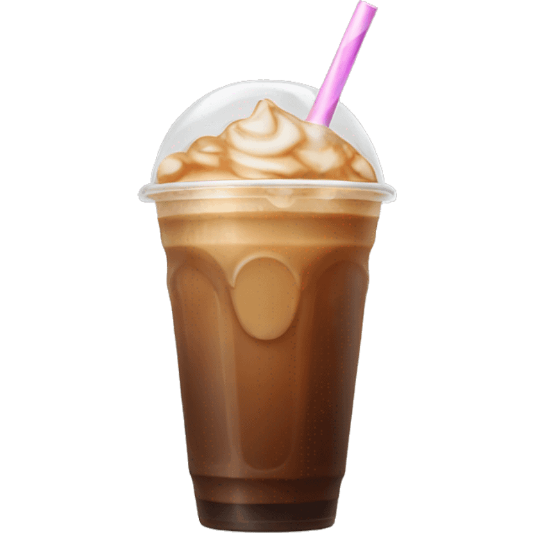 Iced coffee with bow around straw emoji