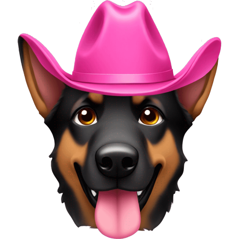 Dark German shepherd pink cowboy hat emoji