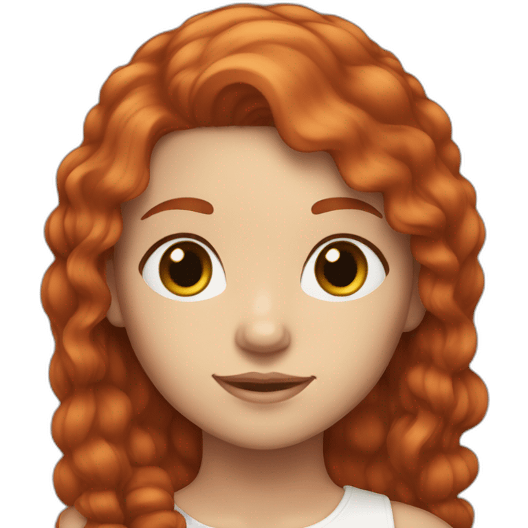 A girl with tall,  red hair, brown eyes And white skin  emoji