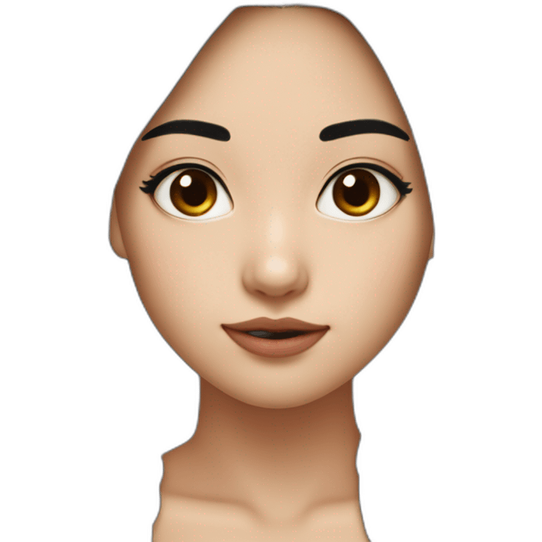 asian girl，blackhair，eyes like a cat，and a mole under eyebrows emoji