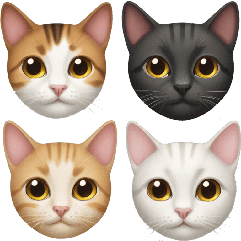 Variety of 4 different short haired cats emoji