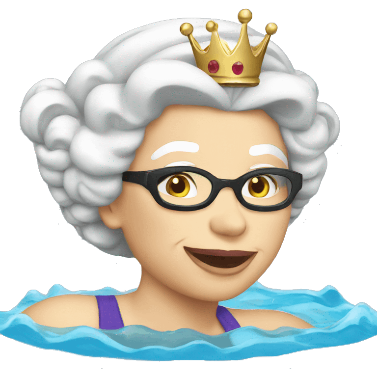 Queen Elizabeth swimming in pool emoji