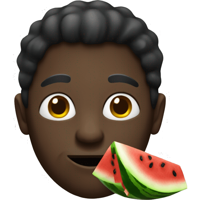 Dark  man eating watermelon emoji