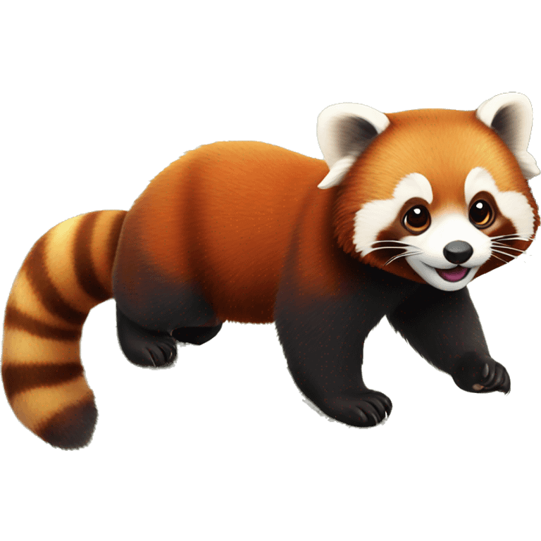 Red panda play with a butterfly  emoji