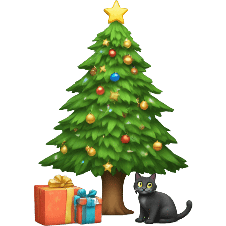 Christmas tree with a cat emoji