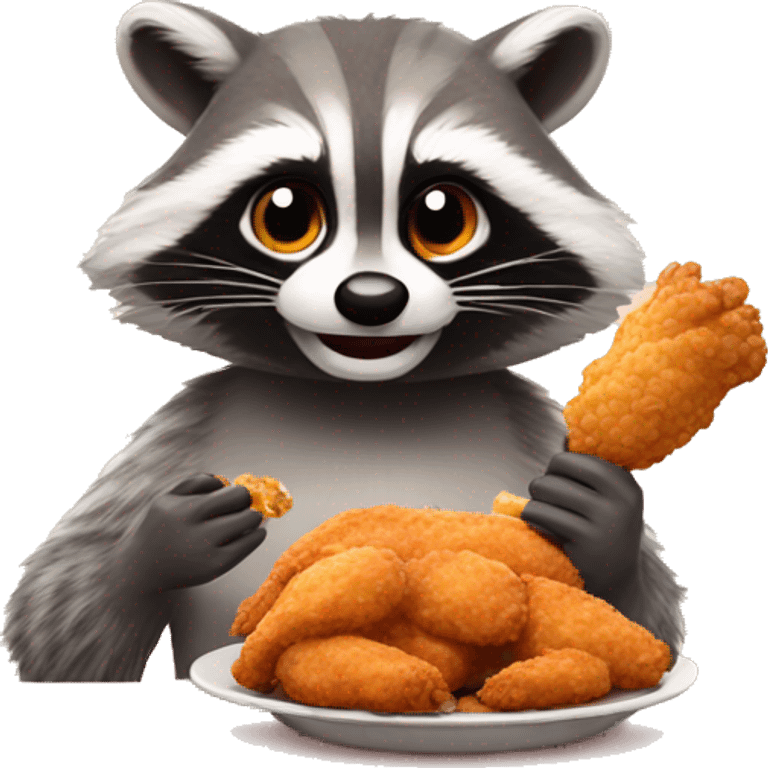 A racoon eating fried chicken emoji