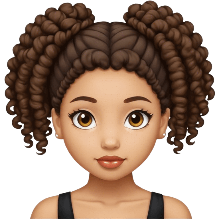 Lightskin girl with a curly hair bun emoji