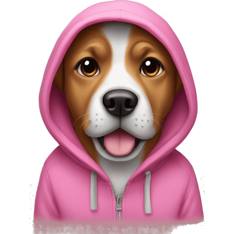 Dog wearing a pink hoodie  emoji