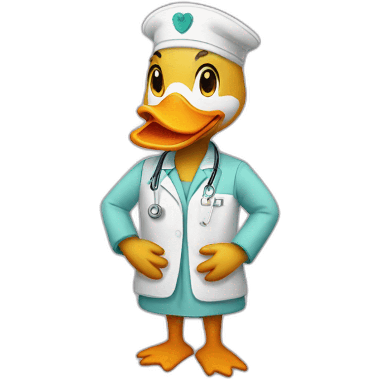 Duck with nurse clothes emoji