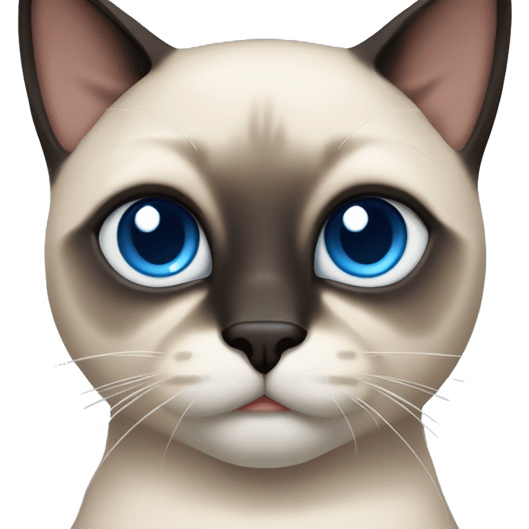 An adult male Siamese cat with blue eyes,dark face and paws, and lighter body. He's medium weight  emoji