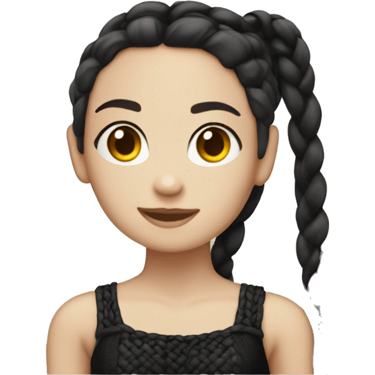 White skin black braided hair girl with a black leotard emoji