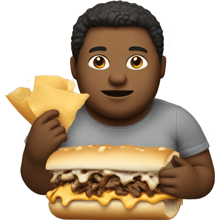 Fat boy eating cheesesteak emoji