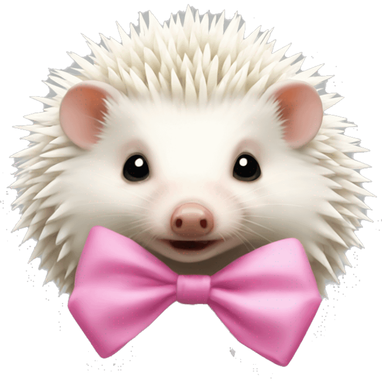 Albino hedgehog with a pink bow on their head emoji