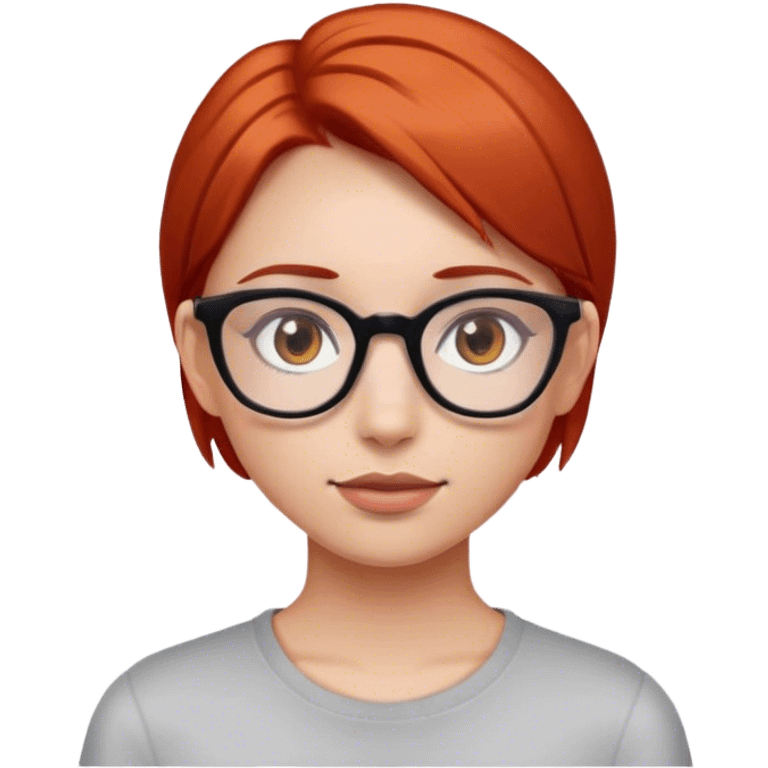 girl with straight red hair with brown eyes, glasses emoji