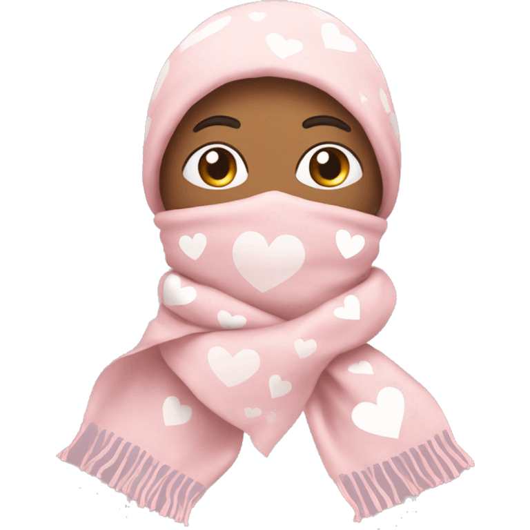 Light pink scarf with white hearts on it emoji