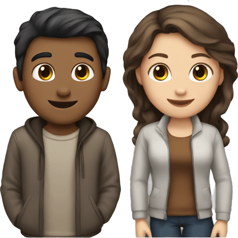 A guy with dark hair and a girl with brown hair emoji