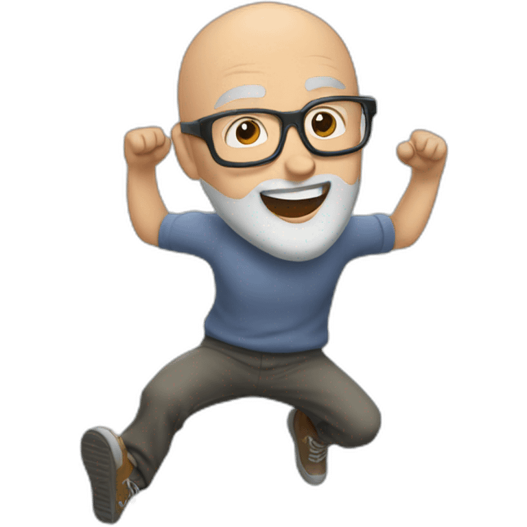 bald guy with glasses and a grey beard jumping around emoji