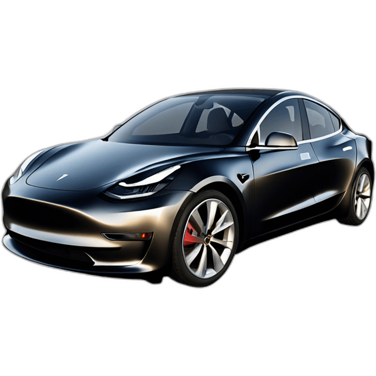 Hyper realistic, open top black Tesla Model 3, front view emoji