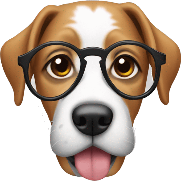 Dog wearing glasses emoji