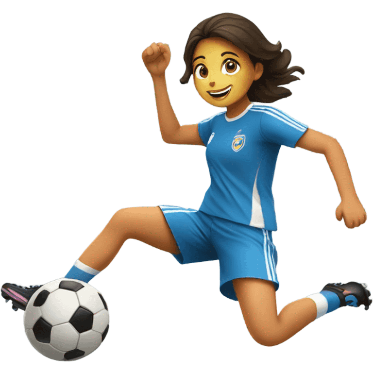 Girl kicking soccer ball  emoji