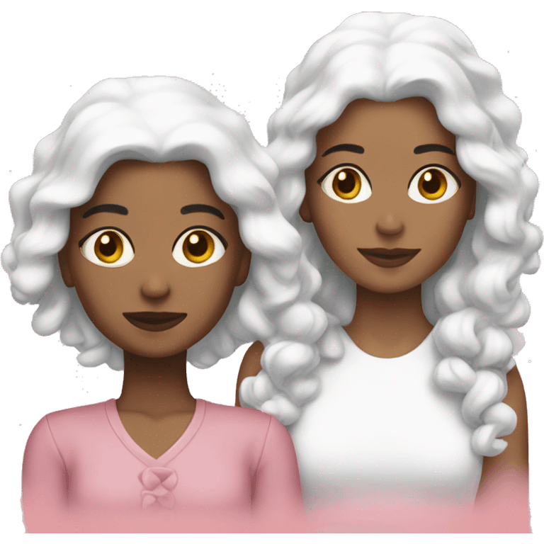 Two white sisters pink Christmas  emoji