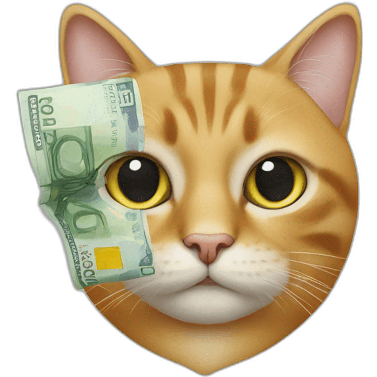 carey cat with 50 euro bill in her mouth emoji